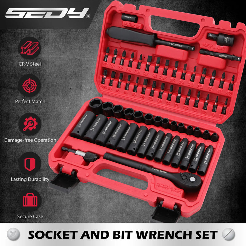64-Piece 1/4-Inch Drive Impact Socket and Bit Set