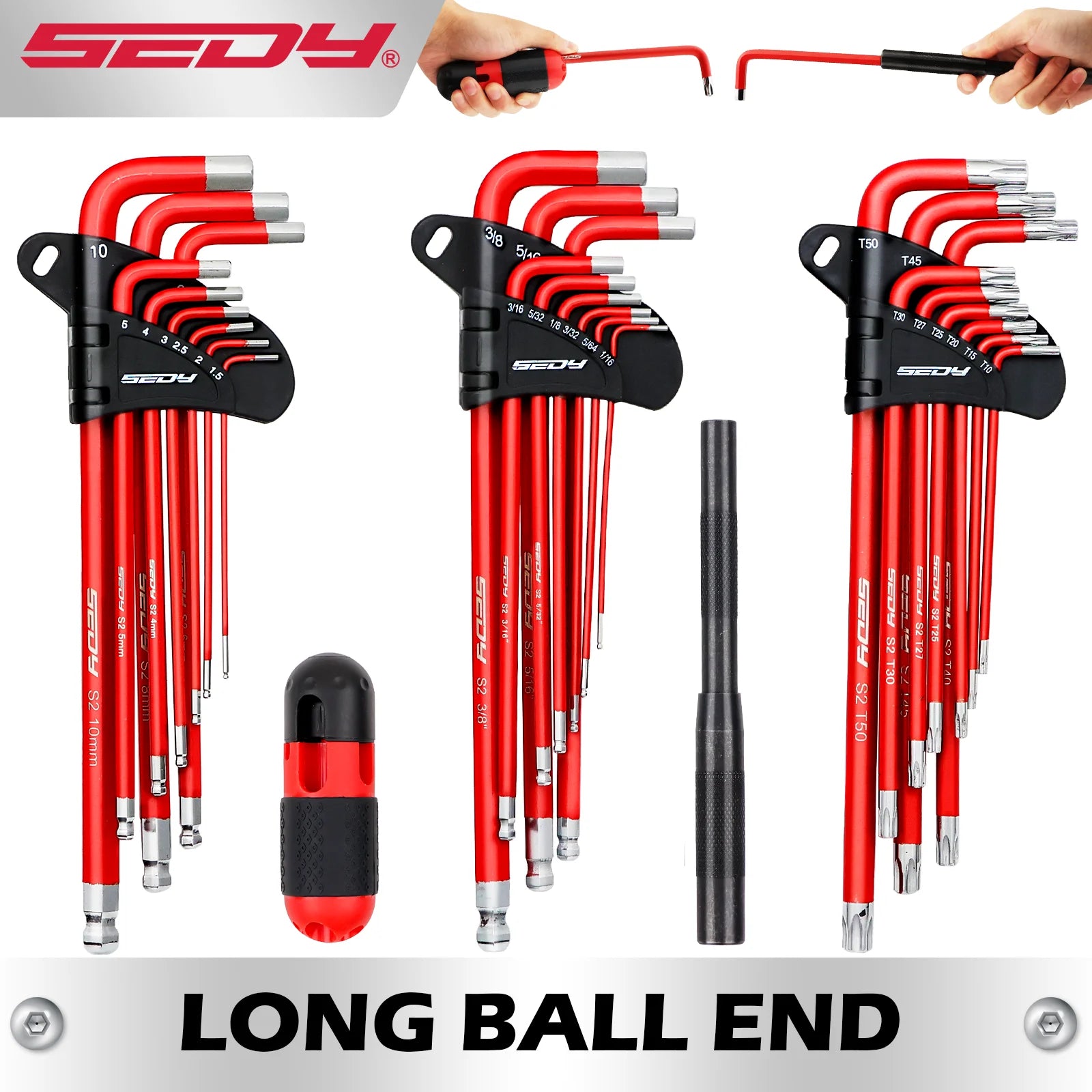 30-Piece Long-Arm Ball-End Hex and Torx Key Set
