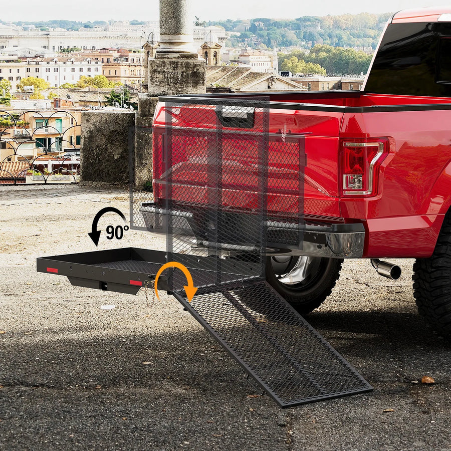 500 lb Folding Hitch Cargo Carrier with Loading Ramp