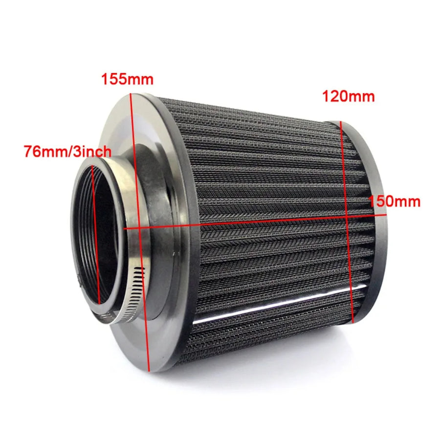 Universal 3-Inch 76mm High-Flow Cold Air Intake Filter