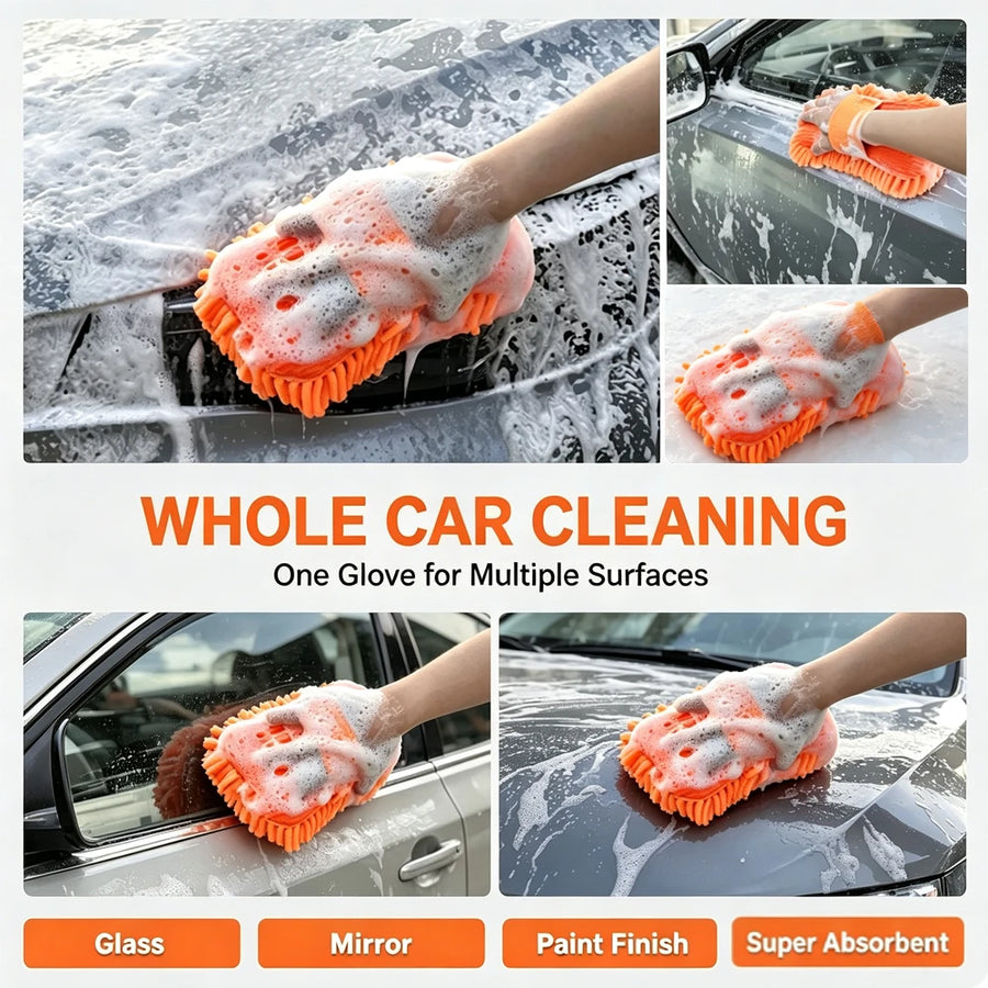 Chenille & Mesh Car Wash Mitts, 2-Pack
