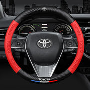 Carbon Fiber-Pattern Leather Steering Wheel Cover for Toyota Vehicles
