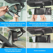 280 mm Clip-On Panoramic Wide-Angle Rearview Mirror