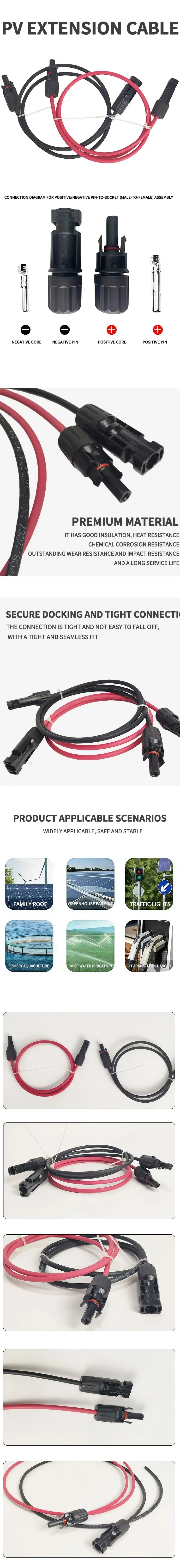 12AWG Solar Extension Cable Pair with Waterproof Connectors