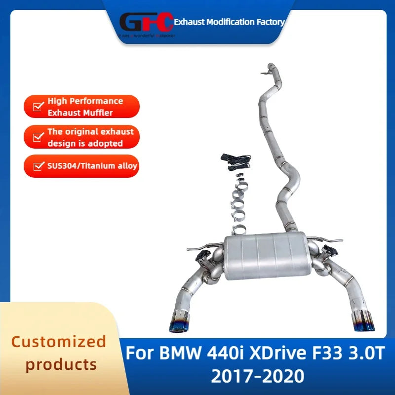 Stainless Steel Valved Cat-Back Exhaust System for BMW 440i xDrive F33 3.0T 2017-2020