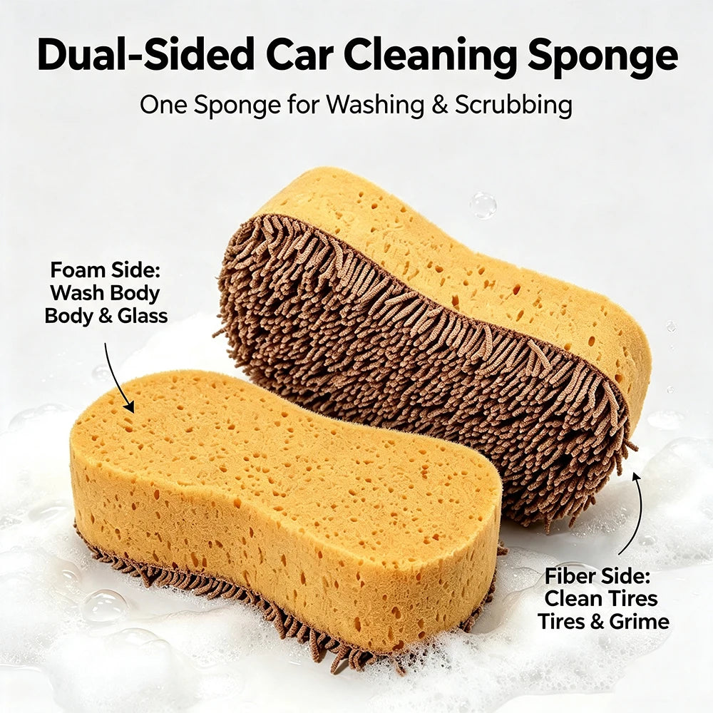 Dual-Sided Chenille & Sponge Car Wash Pads - 2 or 5 Pack