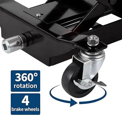 450 lbs Low Profile Transmission Jack with Safety Straps Auto Repair 2007-2023" Lift with 2m Safety Straps& 4 Brake Wheels, Black