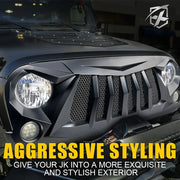 Black Front Grille for 2007–2018 Jeep Wrangler