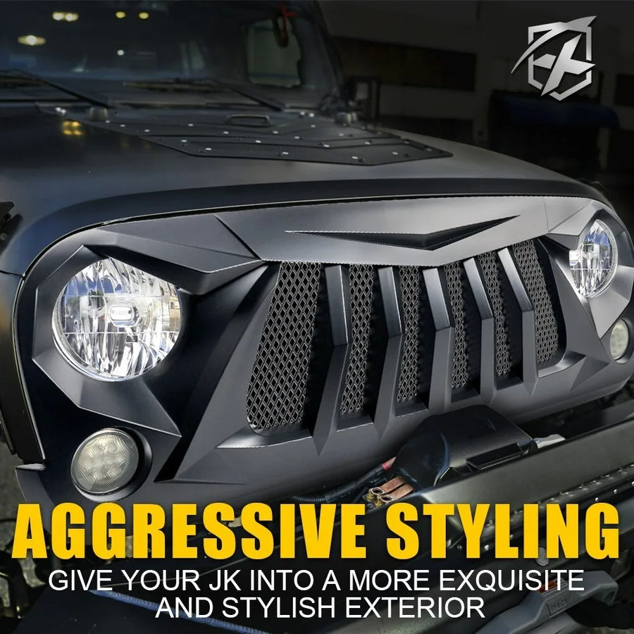 Black Front Grille for 2007–2018 Jeep Wrangler