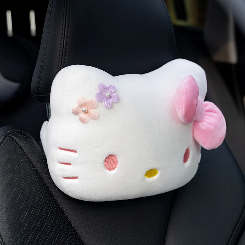 Hello Kitty Plush Car Headrest Pillow and Seat Belt Shoulder Pad Set