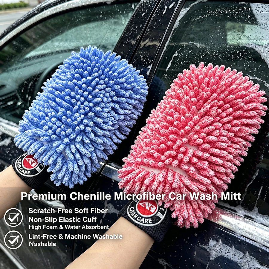 Chenille Microfiber Car Wash Mitts - 2-Pack, 29 x 19 cm