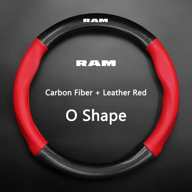 Breathable Nappa Leather Anti-Slip Steering Wheel Cover for Dodge Challenger, Charger, Dart & Ram 1500