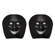 2-Piece Black Scary Face Car Headrest Covers – Breathable Elastic Protectors