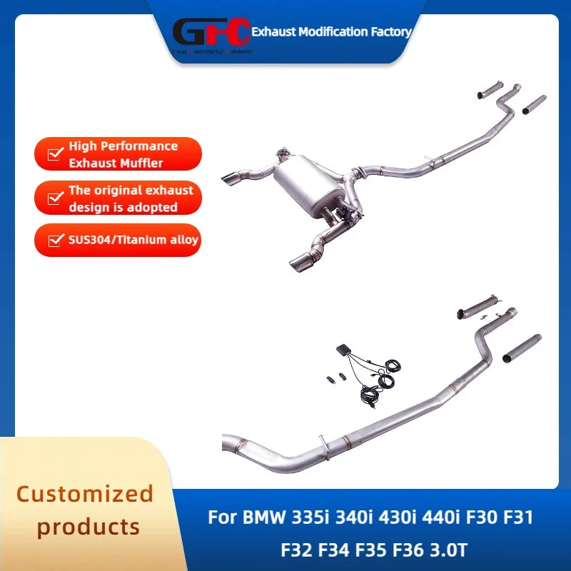 304 Stainless Steel Valved Cat-Back Exhaust System for BMW 335i/340i/430i/440i F30-F36 3.0T