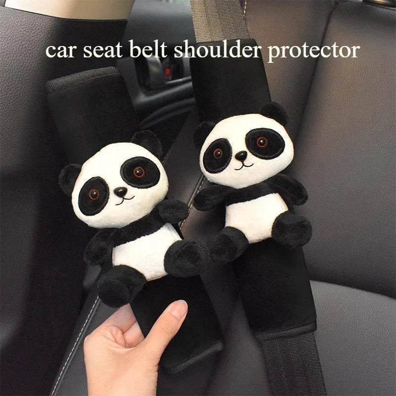 Automobile Safety Belt Decoration Cartoon Panda Safety Belt Shoulder Pad Plush Protector Pad for Kids Car