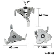 Universal 3-Jaw Oil Filter Wrench, 2.5-4.5 Inch, 1/2-Inch Drive