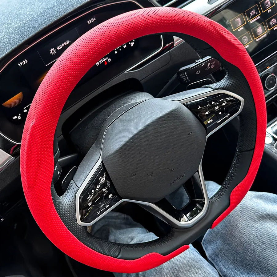 Universal D-shaped Leather Car Steering Wheel Cover