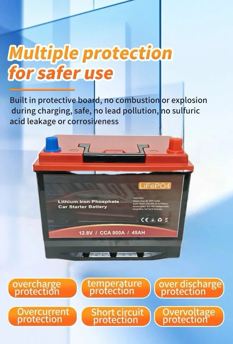 80D26/S95 12.8V LiFePO4 Automotive Battery - 45Ah, 75Ah or 100Ah