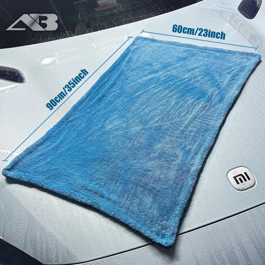 1300 GSM Gray & Blue Microfiber Car Drying Towel