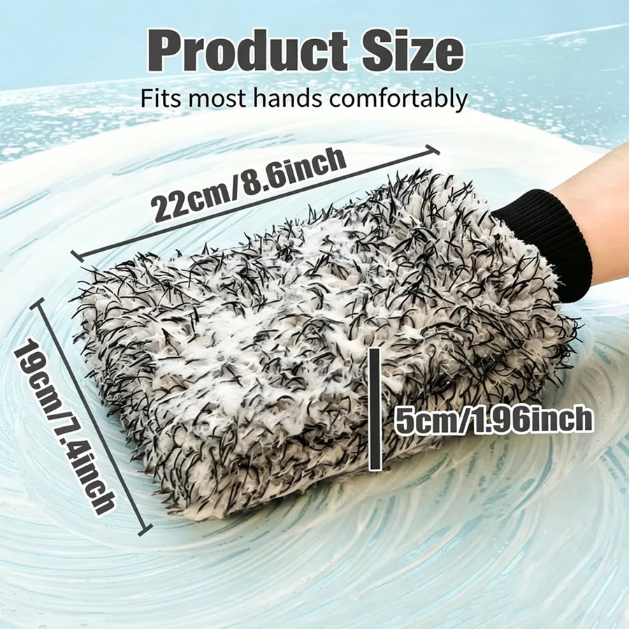 Thick Double-Sided Microfiber Car Wash Mitt, 22 x 19 cm