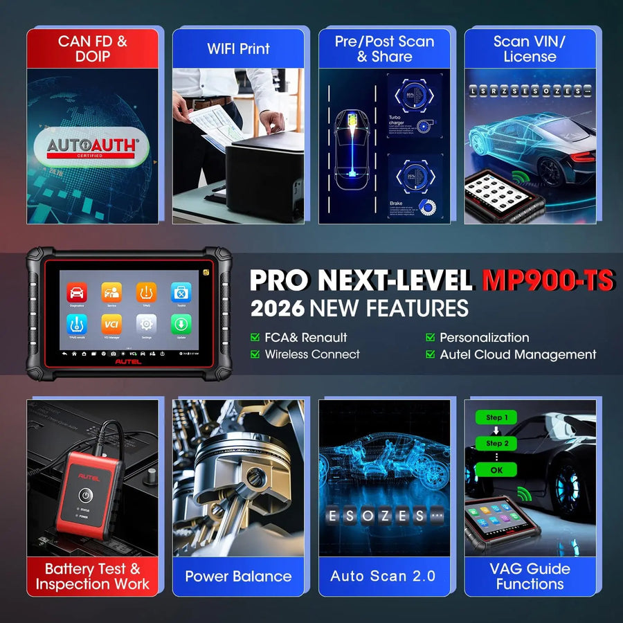 Autel MaxiPRO MP900-TS OBD2 and TPMS Diagnostic Scanner with ECU Coding