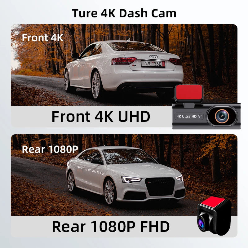 4K Dual Dash Cam with Wi-Fi App Control