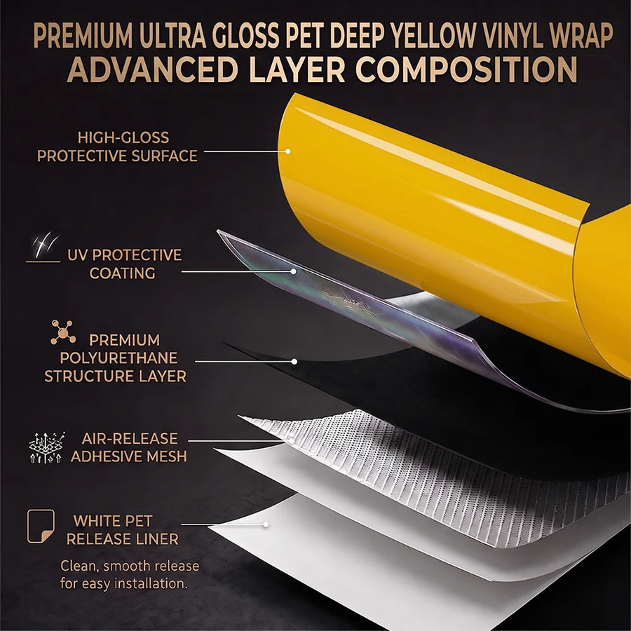 Dark Yellow Gloss Automotive Vinyl Wrap Film