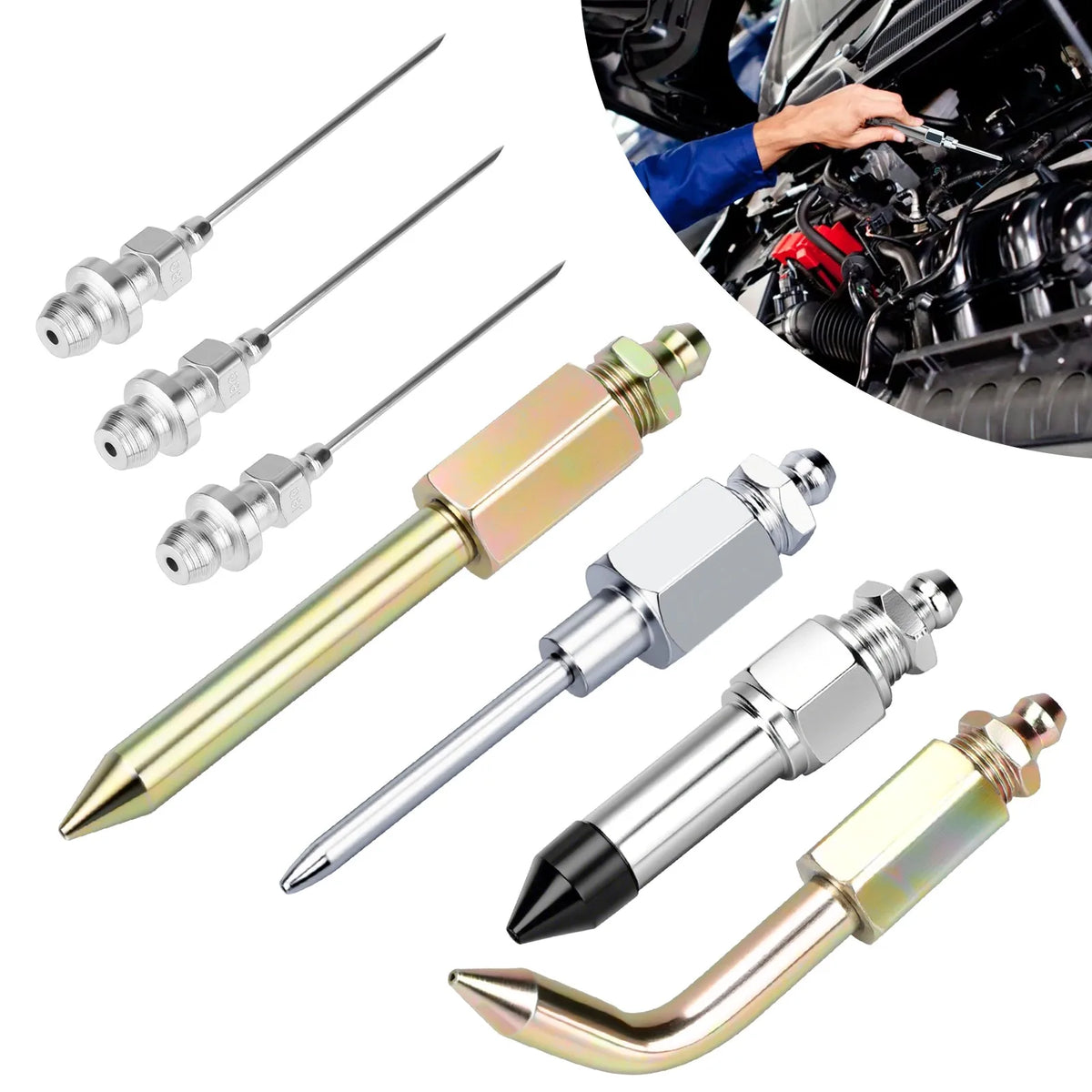 Grease Gun Coupler and Nozzle Accessory Kit – 7 Pieces