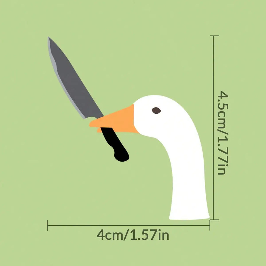 Funny Goose with Knife Waterproof Vinyl Decal