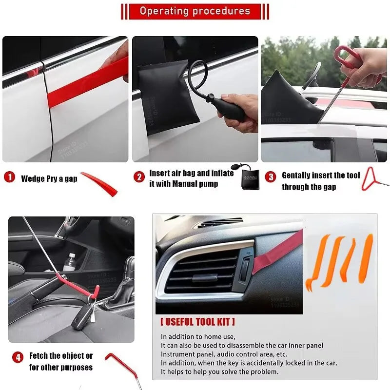 Automotive Air Wedge and Long-Reach Lockout Tool Kit, 15-67 Piece Options