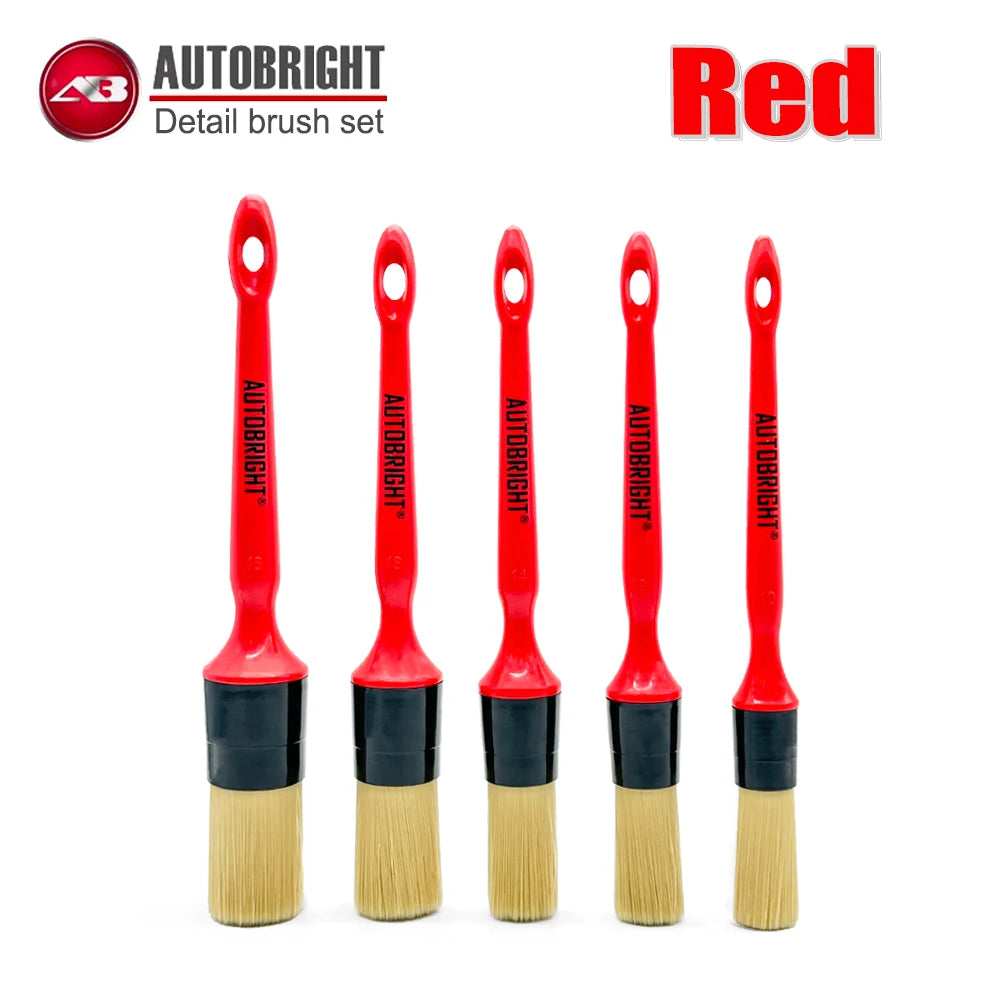 5-Piece Red Car Interior Detailing Brush Set