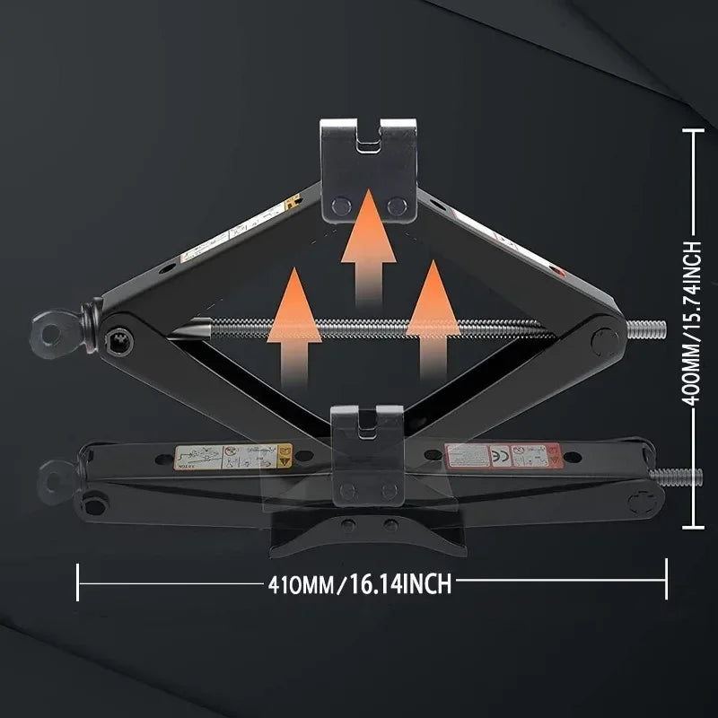 Portable Scissor Jack and Wrench Set, 0.8-2 Ton Options