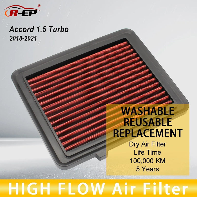 High-Flow Washable Engine Air Filter for Honda Accord 1.5L Turbo 2018-2021