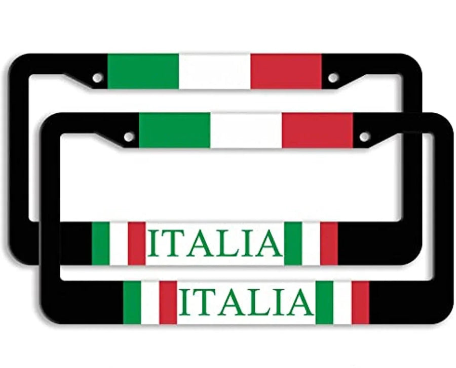 2-Piece Italian Flag Aluminum License Plate Frame Set