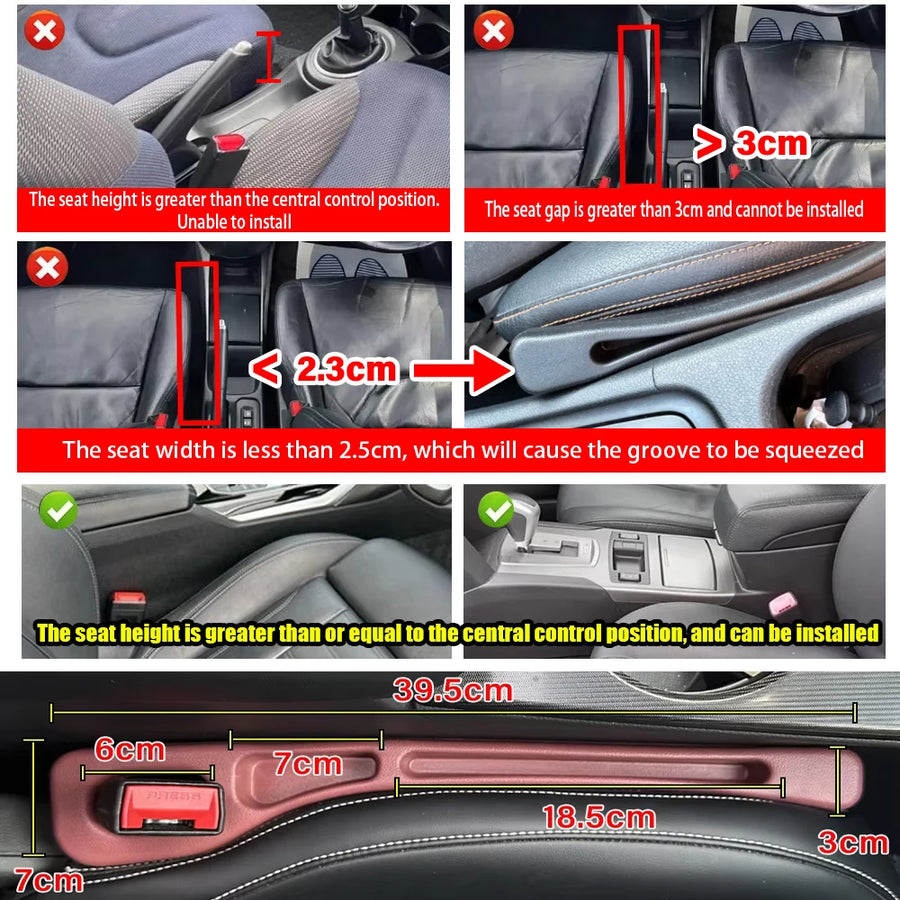 Universal Car Seat Gap Filler and Storage Organizer