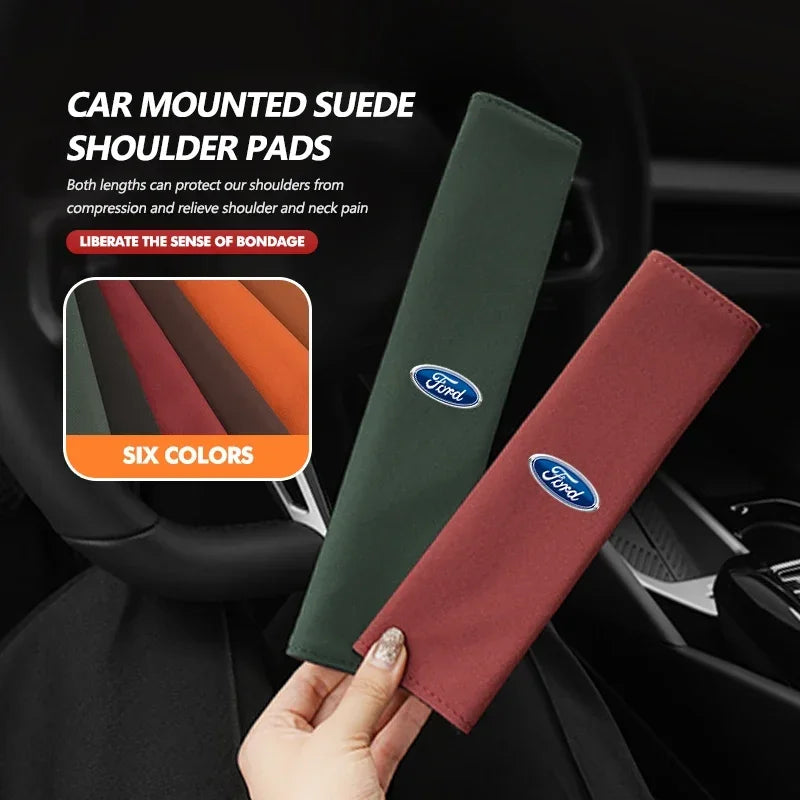 2-Piece Ford Suede-Look Seat Belt Shoulder Pads – 6 Colors
