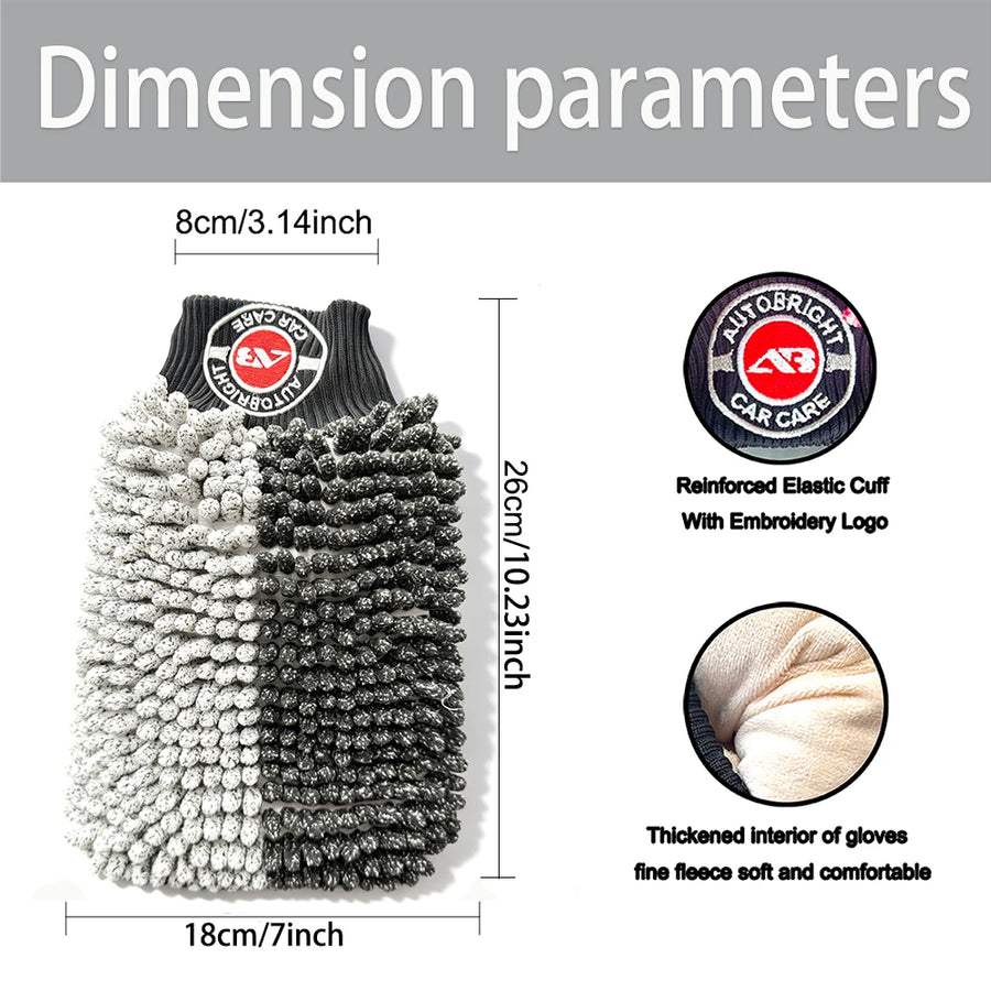 Two-Tone Plush Chenille Microfiber Car Wash Mitt
