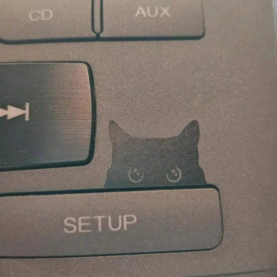 Black Cat Peeker Button Vinyl Decal