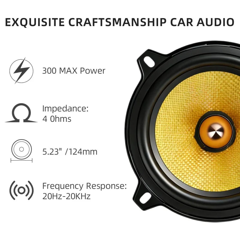 5-Inch 300W Max Carbon-Fiber Car Speakers