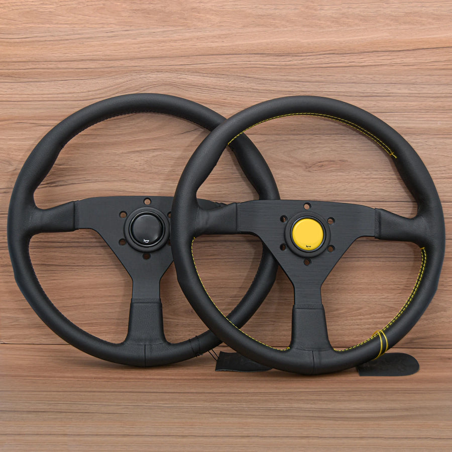 Universal 14-inch Monte Carlo Style Leather Sport Steering Wheel