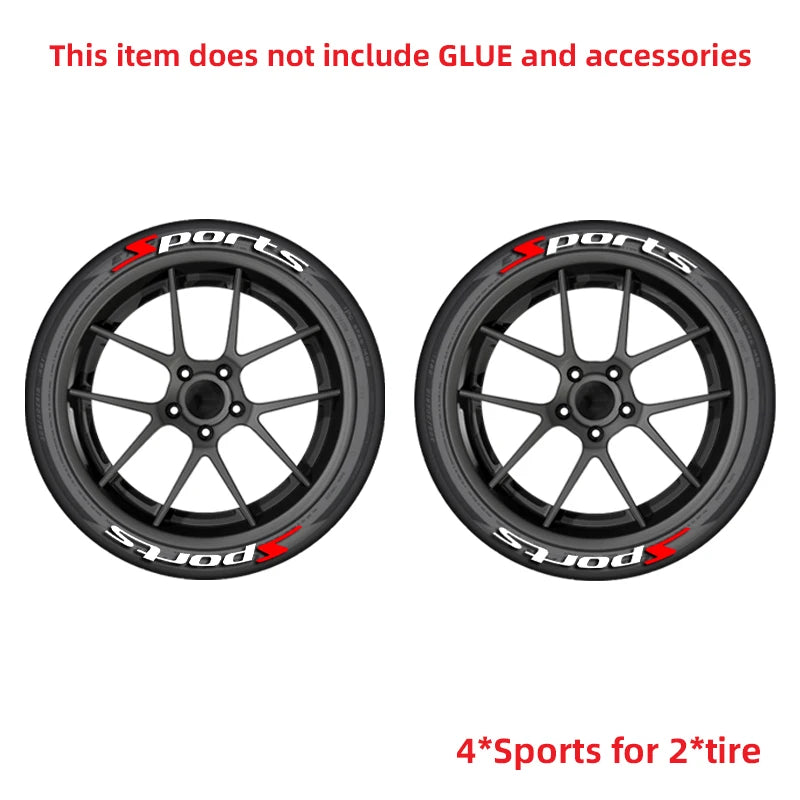 Sports Alphabet Pvc Car Tire Decals Tire Automotive Decorative Accessories Stylish Wheel Waterproof Stickers Adhesive-Free
