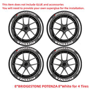 Bridgestone Tire Letter Stickers Set for 4 Wheels 3D Pvc Raised Tire Decals Waterproof Car Racing Tire Sidewall Decor