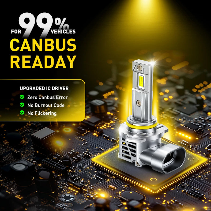 9005/9006 LED Headlight Bulb – 6500K, CANBUS, Compact