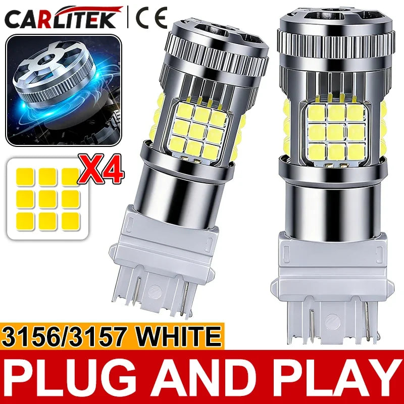 2-Piece 3157 LED Brake Light Bulb – White, CANBUS