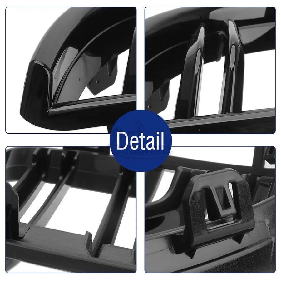 1Pair Front Grill Grille Double-Layer Grille Gloss Black ABS Fit for BMW 3-Series E90 E91 Wagon