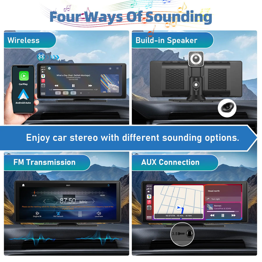 10.26-Inch Wireless CarPlay and Android Auto Portable Display