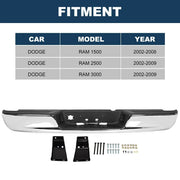 Chrome Rear Bumper Assembly for 2002–2009 Dodge Ram 1500
