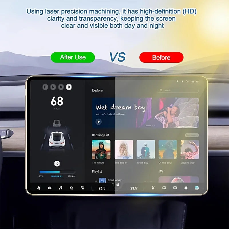 Center Touchscreen Tempered-Glass Screen Protector for Tesla Model 3/Y Highland and Juniper