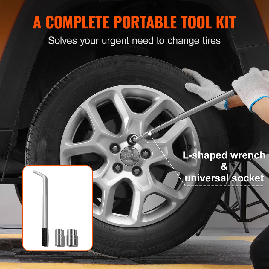 2.5-Ton Portable Scissor Jack with 3.7-17.1 Inch Lift Range