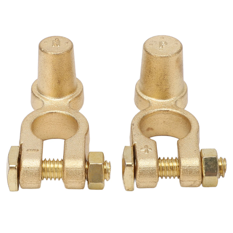Brass Quick-Release Battery Terminal Clamps - Positive and Negative Pair